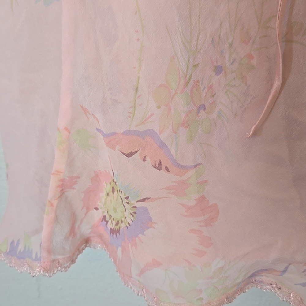 Victoria's Secret |*Rare*Vintage 100% Silk Pink Floral Slip Lingerie Size Medium - Picture 9 of 11